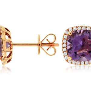 rose gold earrings with amethyst & diamonds