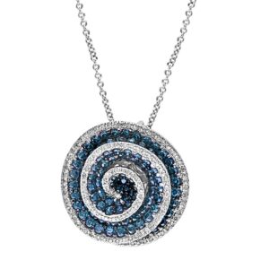 white gold blue diamond pendant