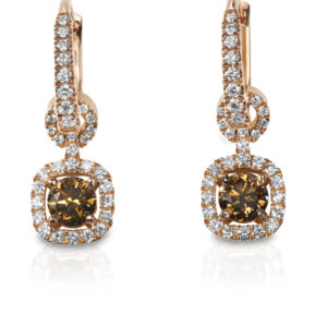 rose gold cognac diamond earrings