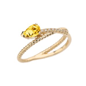 yellow gold citrine & diamond ring