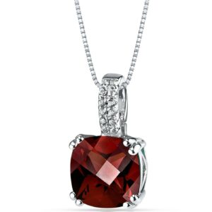 white gold pendant with garnet & diamonds