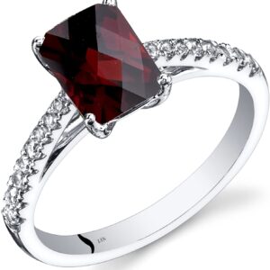 white gold garnet & diamond ring