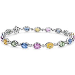 white gold bracelet with multi sapphires & diamonds