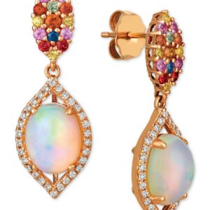 rose gold earring with opals & diamonds
