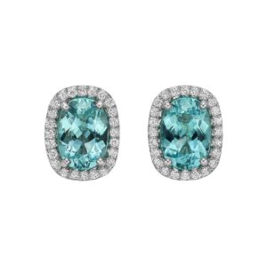 white gold earring with paraiba tourmaline & diamonds
