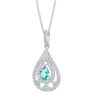 white gold paraiba tourmaline & diamond pendant