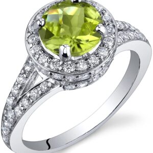 white gold ring with peridot & diamonds