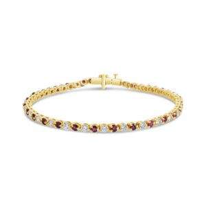 yellow gold bracelet with rubies diamonds