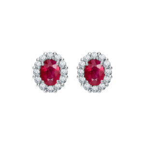 white gold earrings with rubies & diamonds