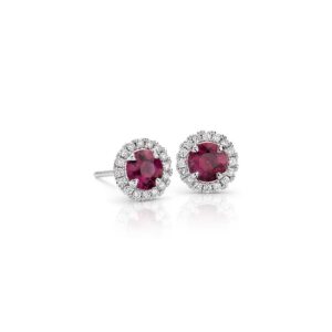 white gold ruby & diamond earring