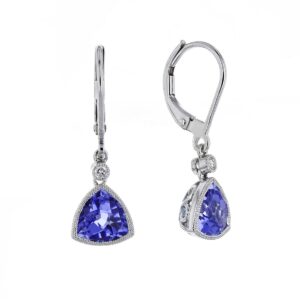 white gold earrings with tanzanite & diamonds