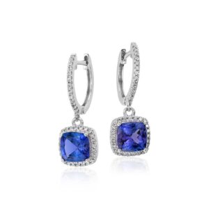white gold earrings with tanzanite & diamonds