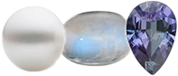 peral, moonstone, alexandrite