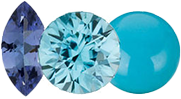 tanzanite, zircon, turquoise